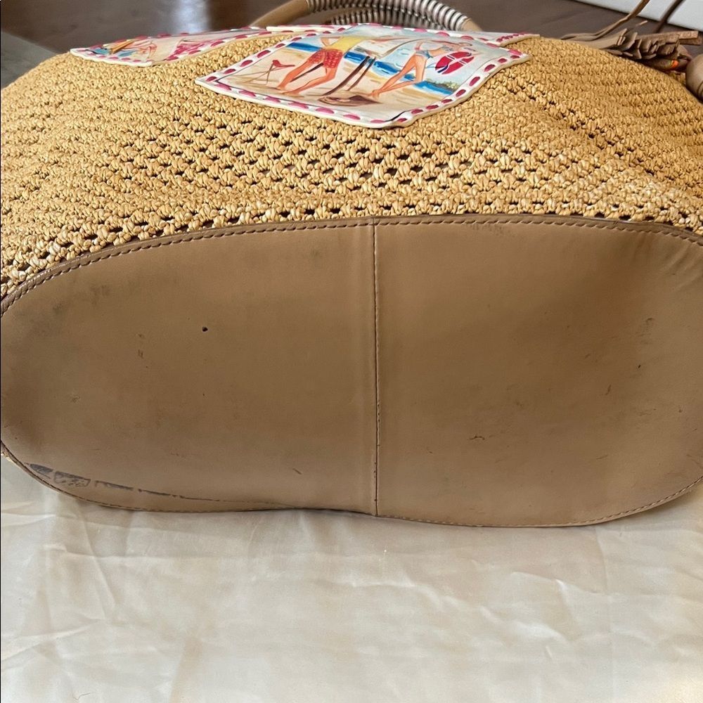 henri bendel Brown Woven Tote with Colorful Beach Patch Accents - Picture 2 of 15